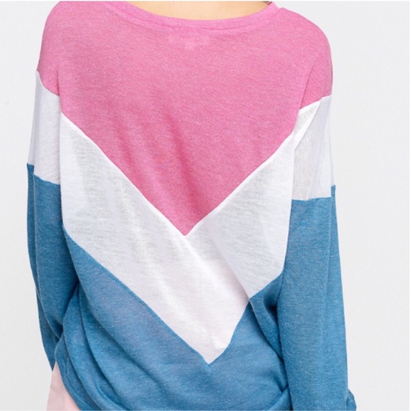 Soft Light Color Block Textured Knit V-Shape Top! - Picture 7 of 9